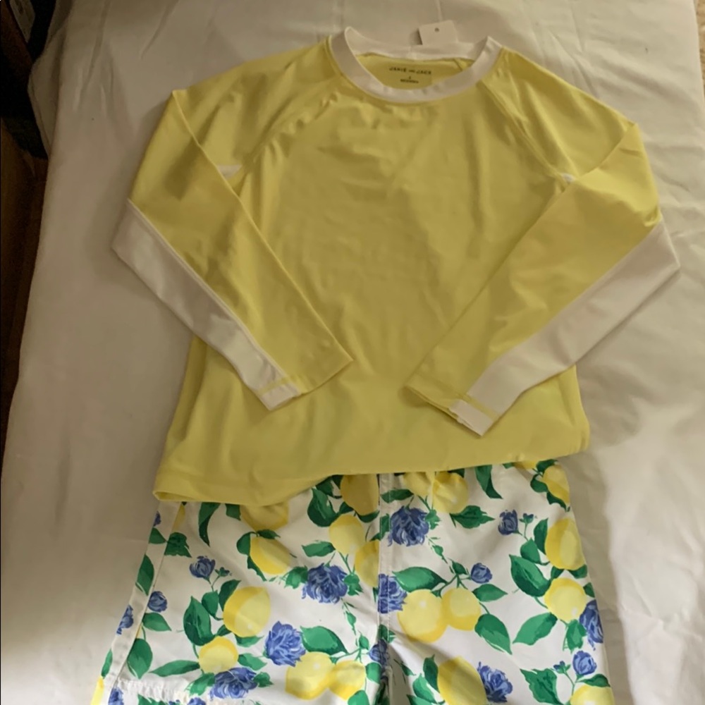 Janie and Jack Yellow and White swim set
